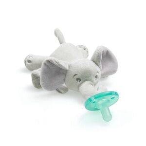 🐘 Gray Elephant Plush Pacifier Holder